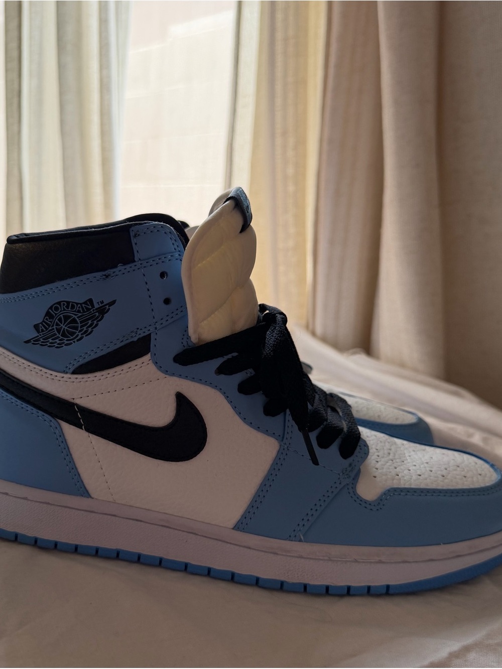 Jordan Men's High Top Sneakers in White, Light Blue, Black